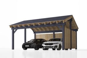 Dubbele houten carport Olivia S, 6x6, 36m²