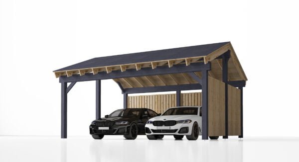 Dubbele houten carport Olivia S, 6x6, 36m²