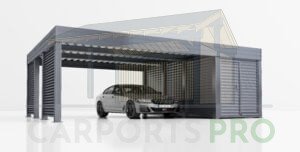 Dubbele stalen carport met berging Amelia S, 6x7.8, 44m²