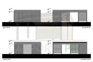 Dubbele houten carport met berging Anika, 7.6x5.6, 42.50m²