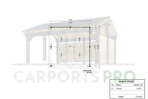 Dubbele houten carport Olivia SR, 6x6, 36m²