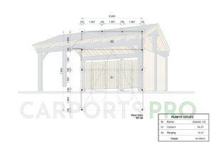 Dubbele stalen carport met berging Amelia SA, 6x7.8, 44m²